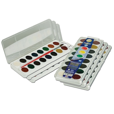 Prang Semi-Moist Washable Watercolor Set, 16 Colors, PK6 16016